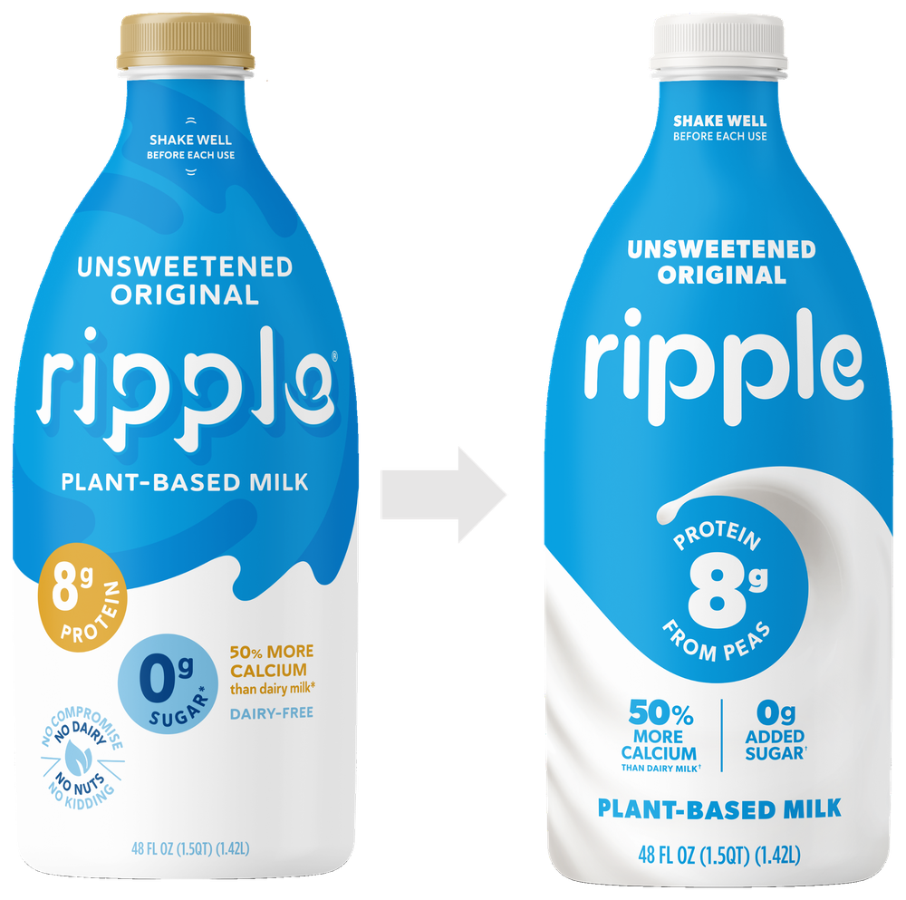 Ripple packaging redesign: before and after bottle comparison